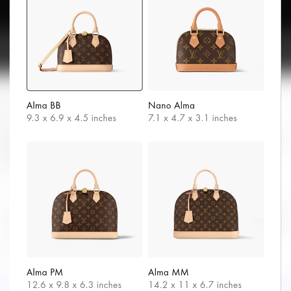 NOTFORSALE! SHARE THIS ! Alma Bag Sizes